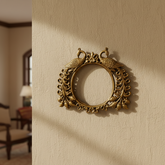 Peacock Brass Prabhavali Frame - Traditional Twin Peacock Wall Art Brass Artwork