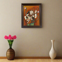 Goddess Saraswathi – Handcrafted Kerala Mural Painting