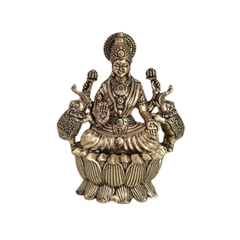 Auspicious Brass Gaja Lakshmi Idol with Elephants - Goddess of Power