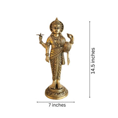 Standing Brass Idol of Lord Dhanvantari Brass Ware