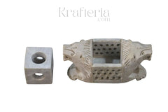 Hand-Carved Lion Incense Stick Holder – Unique Aromatherapy Accent Marble Soft Stone