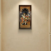 Radha Krishna in Rosewood Inlay – Exquisite Mysore Handicraft Wall Décor Inlay Art
