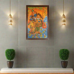 Radha Krishna on Swing –Kerala Mural Art Paintings