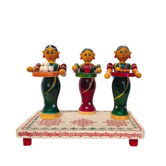 Cultural Etikoppaka Toy - Ladies Serving Tambulam Etikoppaka Lacquerware