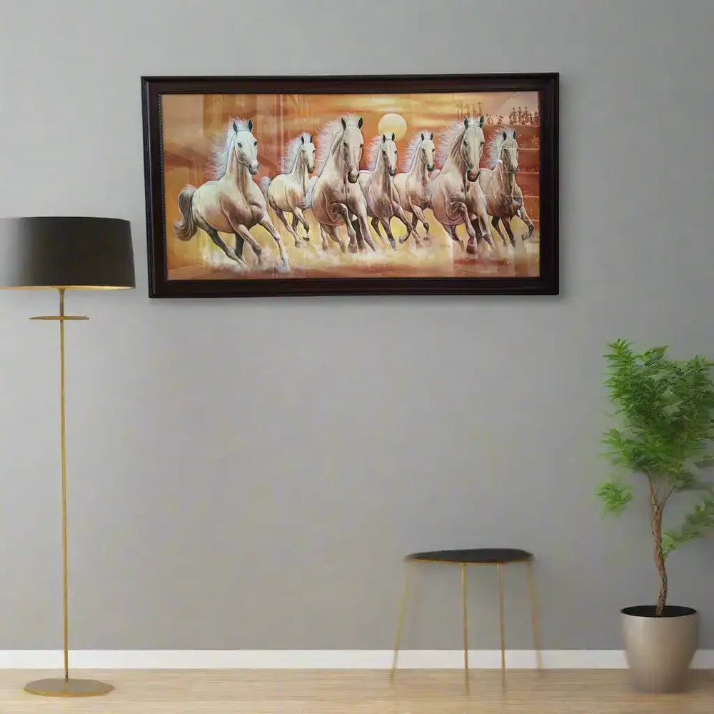 Seven Galloping Horses at Sunset Painting Paintings
