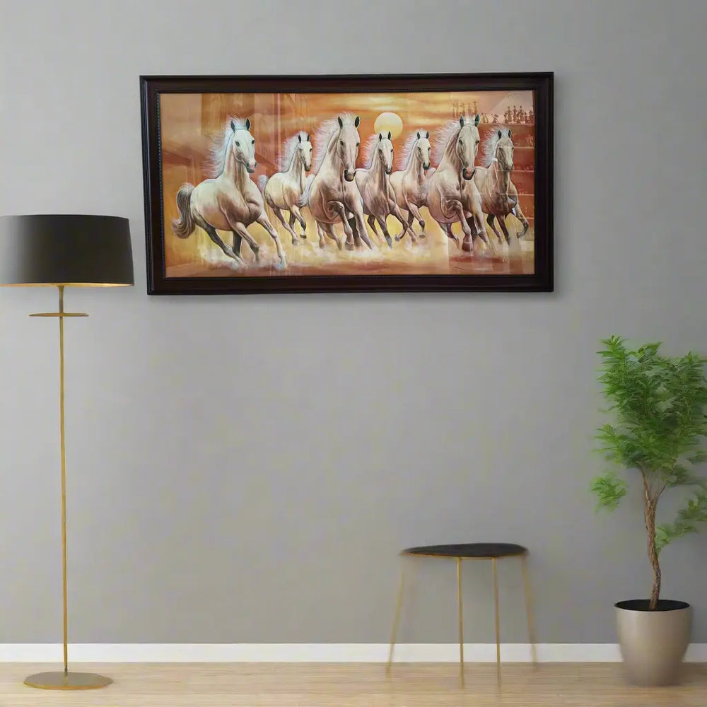 Seven Galloping Horses at Sunset Painting Paintings