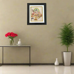 Lord Ganesha With Veena Miniature Painting Paintings