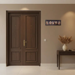 Decorative wall art with five illustrated figures on a white background