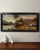 Mysore Landscape Inlay Art – Elegant Rosewood Wall Hanging