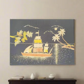 Straw Marquetry Sailing Ship wall decor