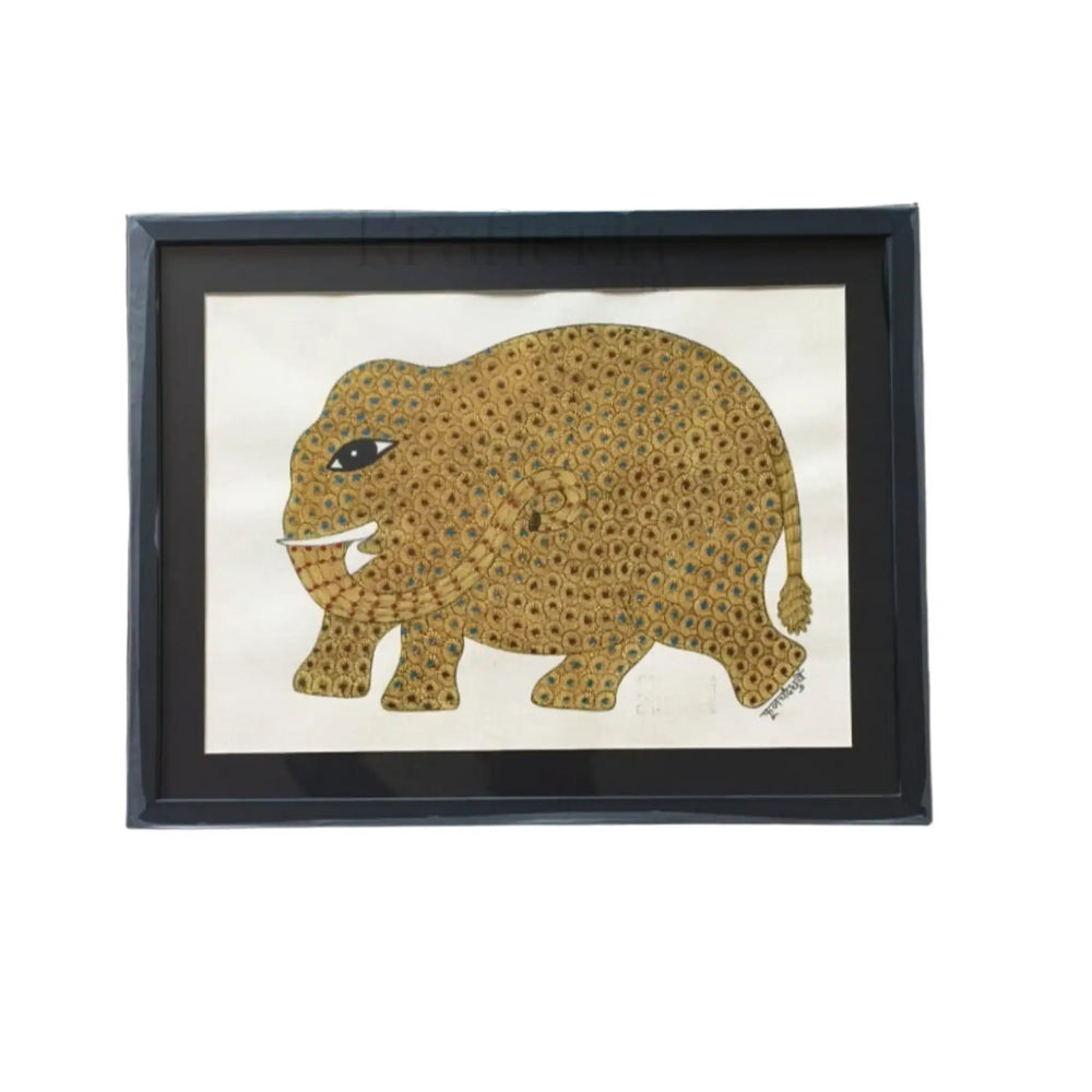 Gond Elephant Art - Symphony Of Strength Gond Painting