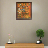 Krishna with Gopikas – Traditional Kerala Mural Art