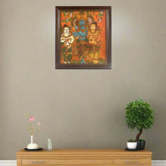 Krishna with Gopikas – Traditional Kerala Mural Art Paintings