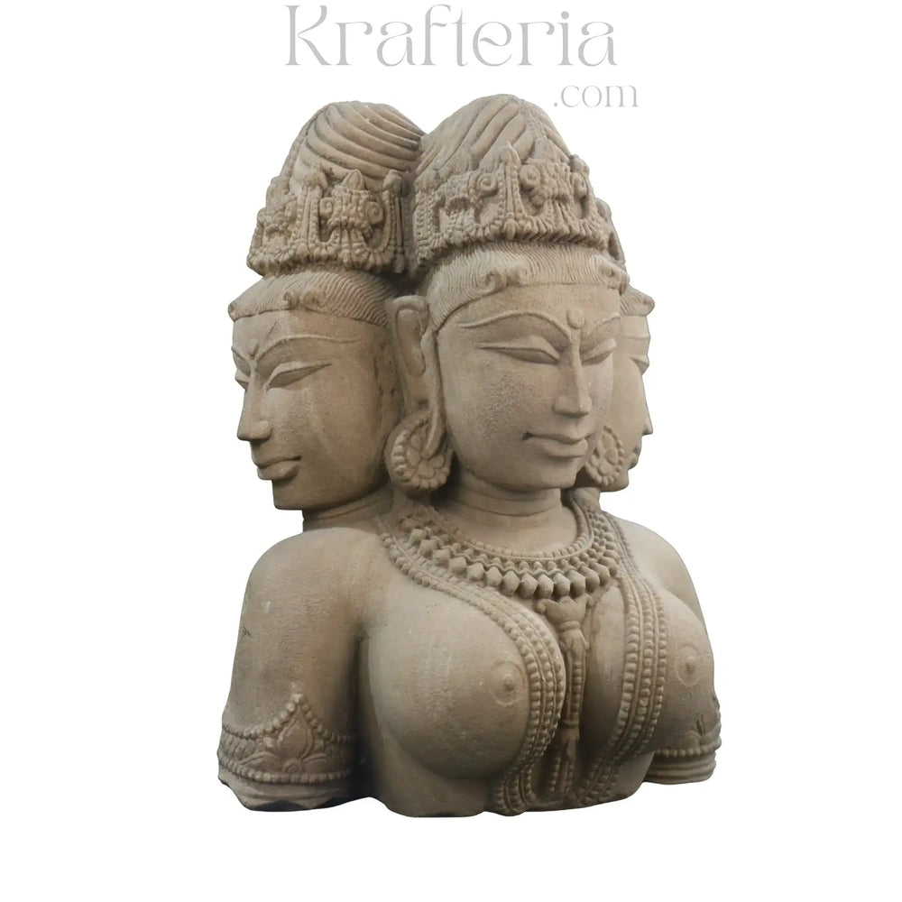 Faces of Eternity - Bust of the Triple Aspect Deity Sand Stone