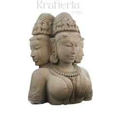 Faces of Eternity - Bust of the Triple Aspect Deity Sand Stone