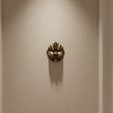 Fierce Brass Kirtimukha Wall Mask - Guardian Protector Face Brass Ware