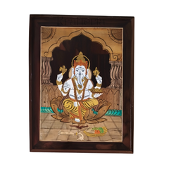 Devotional Rosewood Inlay – Lord Ganesha on Lotus Throne