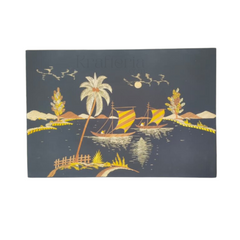 Straw Marquetry Coastal Scene