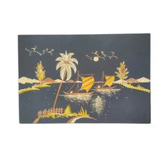 Straw Marquetry Coastal Scene wall decor