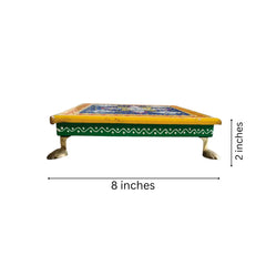 Hand-Painted Wooden Stool For Pooja (Chowki) with Traditional Design Wood Decorative