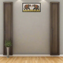 Hand-Painted Miniature Indian Elephant Pair Painting Paintings