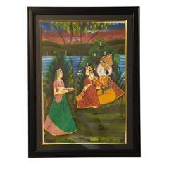 Pahari Miniature - A Moment of Bliss Miniature Painting Paintings