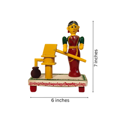 Village Woman at the Water Pump – Etikoppaka Wooden Craft