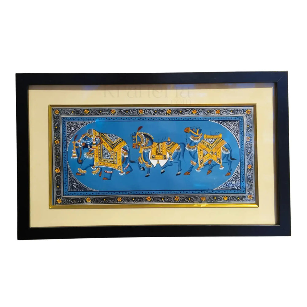 Rajasthani Miniature Mughal Durbar Animals Painting of Royal Frame Paintings