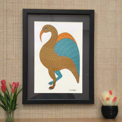 Mythical Bird - Hand Painted Gond Art