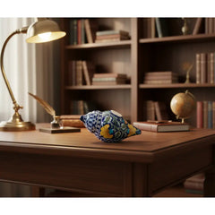 Hand-Painted Blue Pottery Shank Decor | Traditional Conch Shell Art Pottery