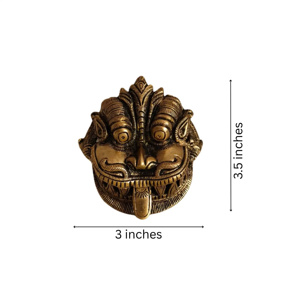 Fierce Brass Kirtimukha Wall Mask - Guardian Protector Face Brass Ware