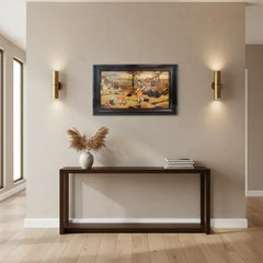 Village Life by the Riverside – Handcrafted Rosewood Inlay Frame Inlay Art