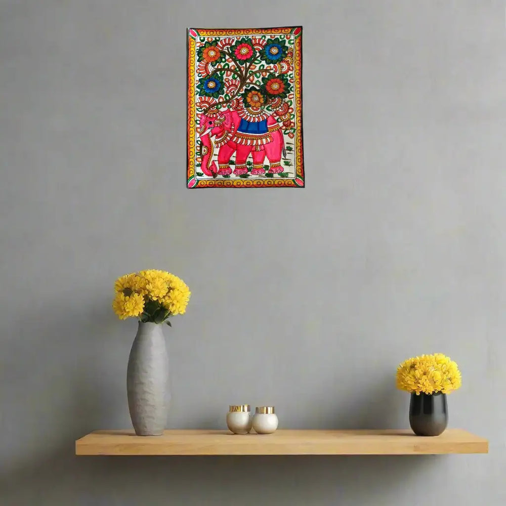 Pattachitra Elephants of Leather Art Leather Paintings