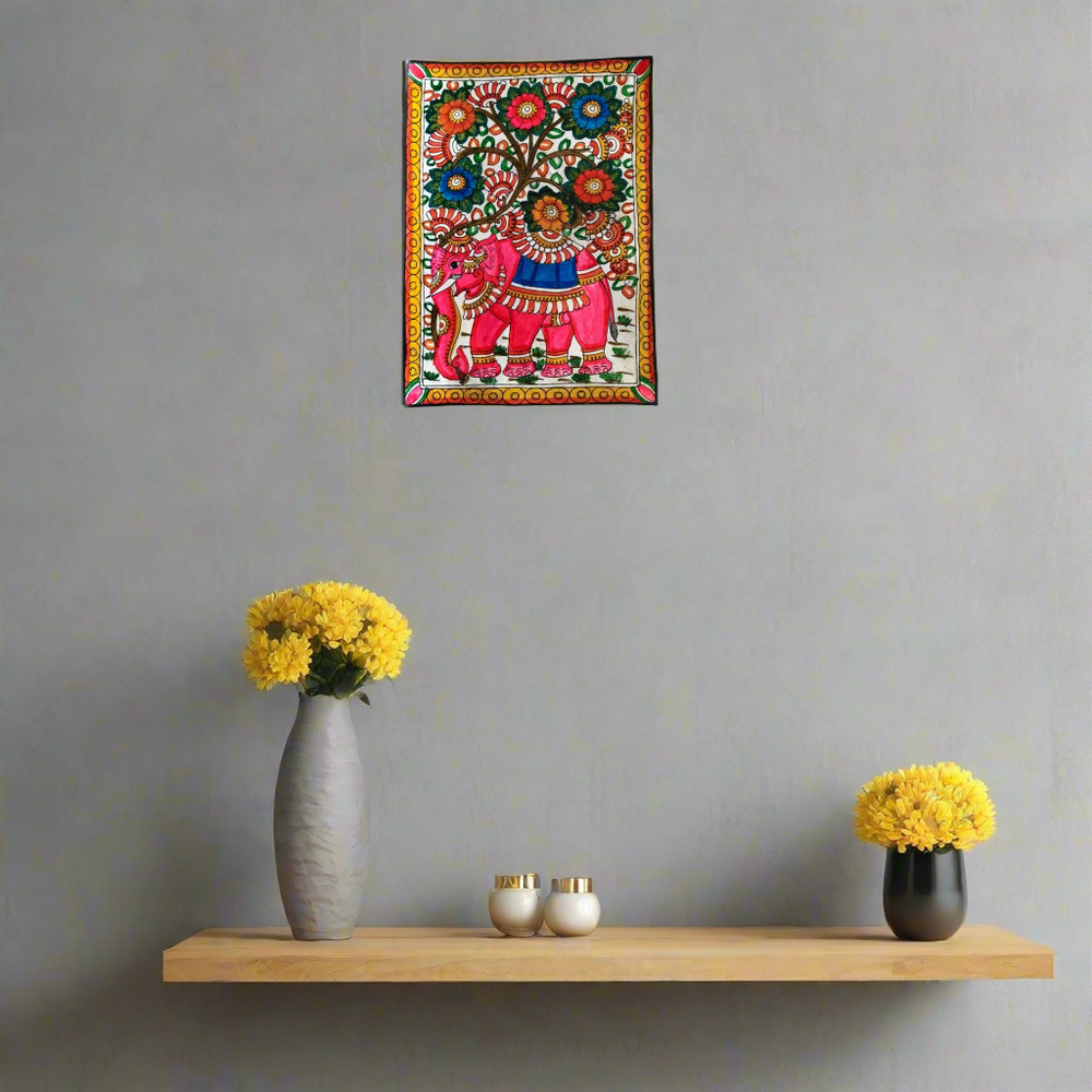 Pattachitra Elephants of Leather Art Leather Paintings