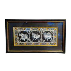 Rajasthan Miniature Hand-Painted Elephant and Horse Trio Paintings