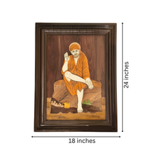 Sai Baba – The Eternal Guide in Wooden Inlay