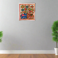 Elephant Serenity - Handcrafted Leather Art of the Tree of Life Leather Paintings