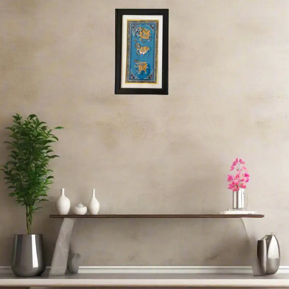 Mughal Style Miniature Art - Royal Procession Painting Paintings