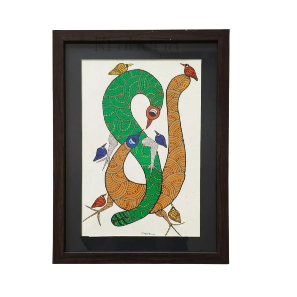Gond Peacock Family - The Circle Of Life Gond Painting