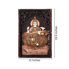 Divine Saraswati Devi Rosewood Inlay Panel – Wisdom & Knowledge Wall Art