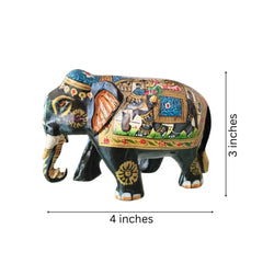 Black Painted Wooden Mughal Elephants – Elegant Decorative Figurines maruthi handicrafts