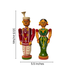 Sacred Union – Etikoppaka Wooden Bride and Groom in Traditional Attire Etikoppaka Lacquerware