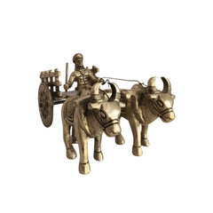 Brass Bullock Cart Figurine with Covered Canopy | Traditional Home Decor Showpiece Brass Ware