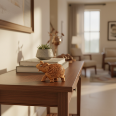 Hand-Carved Wooden Elephants – Artisan Decorative Sculptures