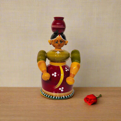 The Water Bearer - Traditional Etikoppaka Wooden Sculpture