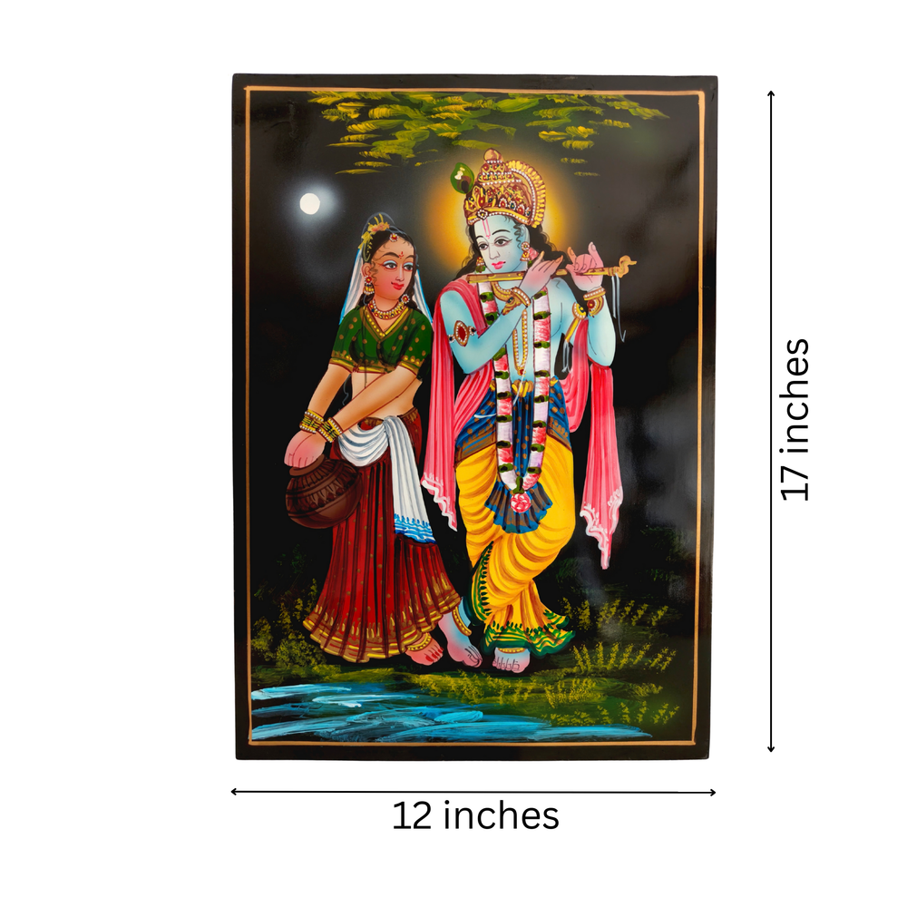 Radha Krishna moonlight painting