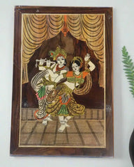 Premium Rosewood Inlay Artwork – Radha Krishna Divine Couple Wall Hanging Arun
