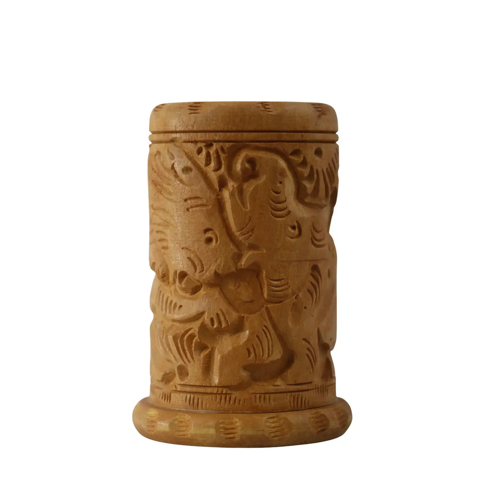 Hand-Carved Wooden Pen Stand – Elegant Desk Organizer Accessories