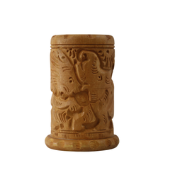 Hand-Carved Wooden Pen Stand – Elegant Desk Organizer