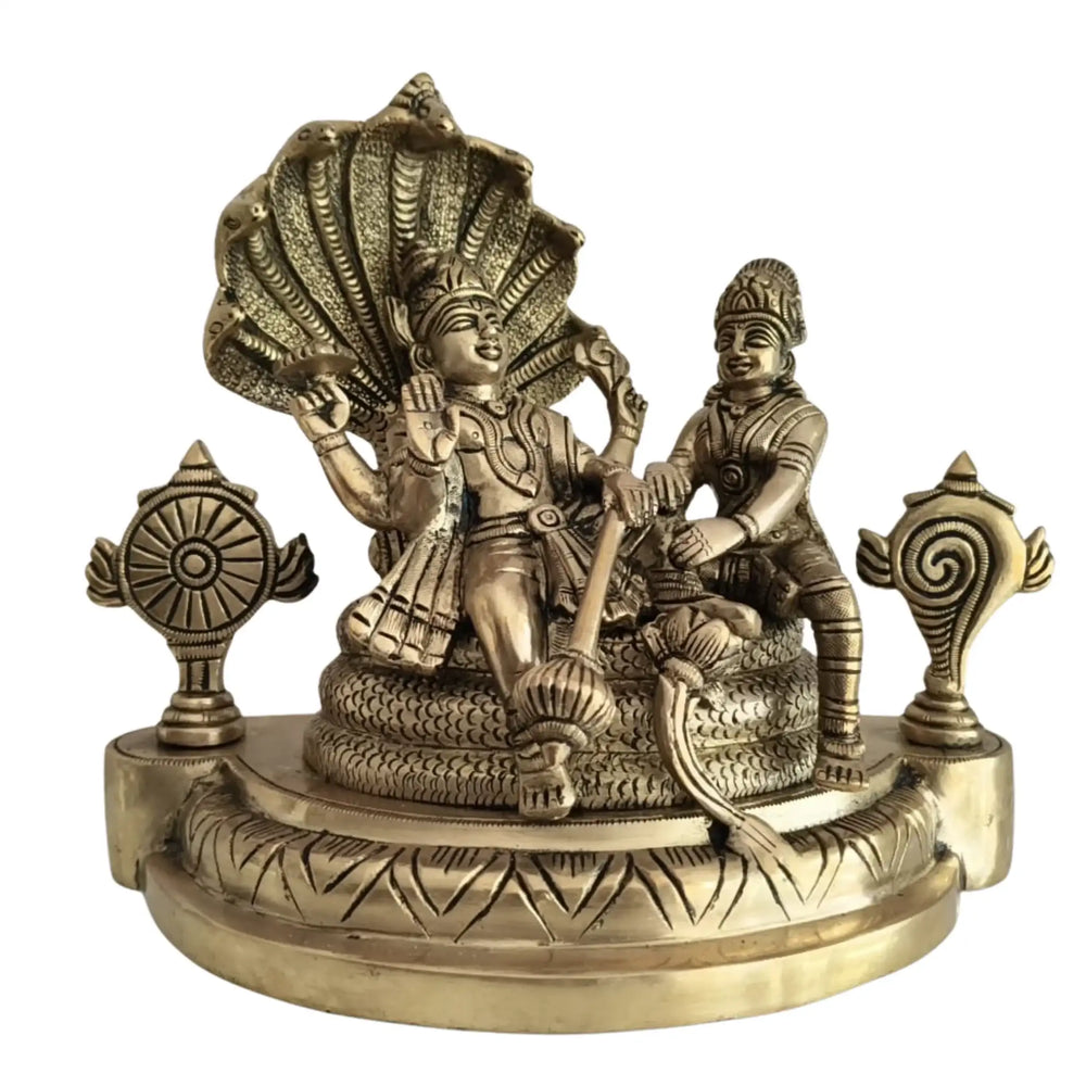 Brass Lord Vishnu and Lakshmi on Sheshnag Idol Brass Ware